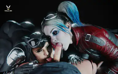 Doppelter Blowjob mit Harley Quinn und Catwoman DC-Comics-Parodie