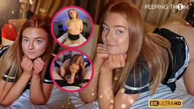 Schüchternes Cheerleader bringt den Trainer zum Spritzen