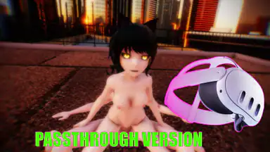 RWBY Blake Reiten auf dem Dach VR Passthrough