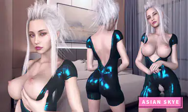 Eisige Eurasierin in Latex Skye Lux Hotel