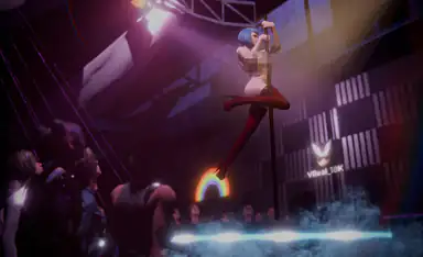 Evelyn Parker zeigt ihren atemberaubenden Körper in einer fesselnden Pole-Dance-Performance – Cyberpunk